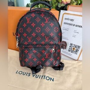 Louis Vuitton Palm Springs Black/Red Monogram Infrarouge Mini Backpack ~ EUC
